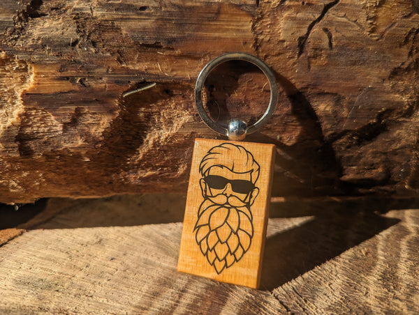 Hoppy Camper Logo Wooden Keychain