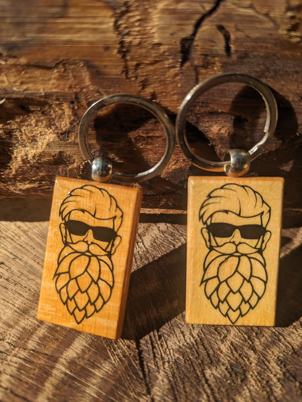 Hoppy Camper Logo Wooden Keychain